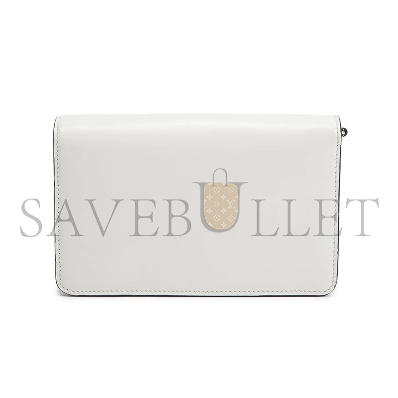 PRADA LOGO LEATHER WALLET ON CHAIN IN WHITE 1BD307 (19*10.5*3.5cm) 